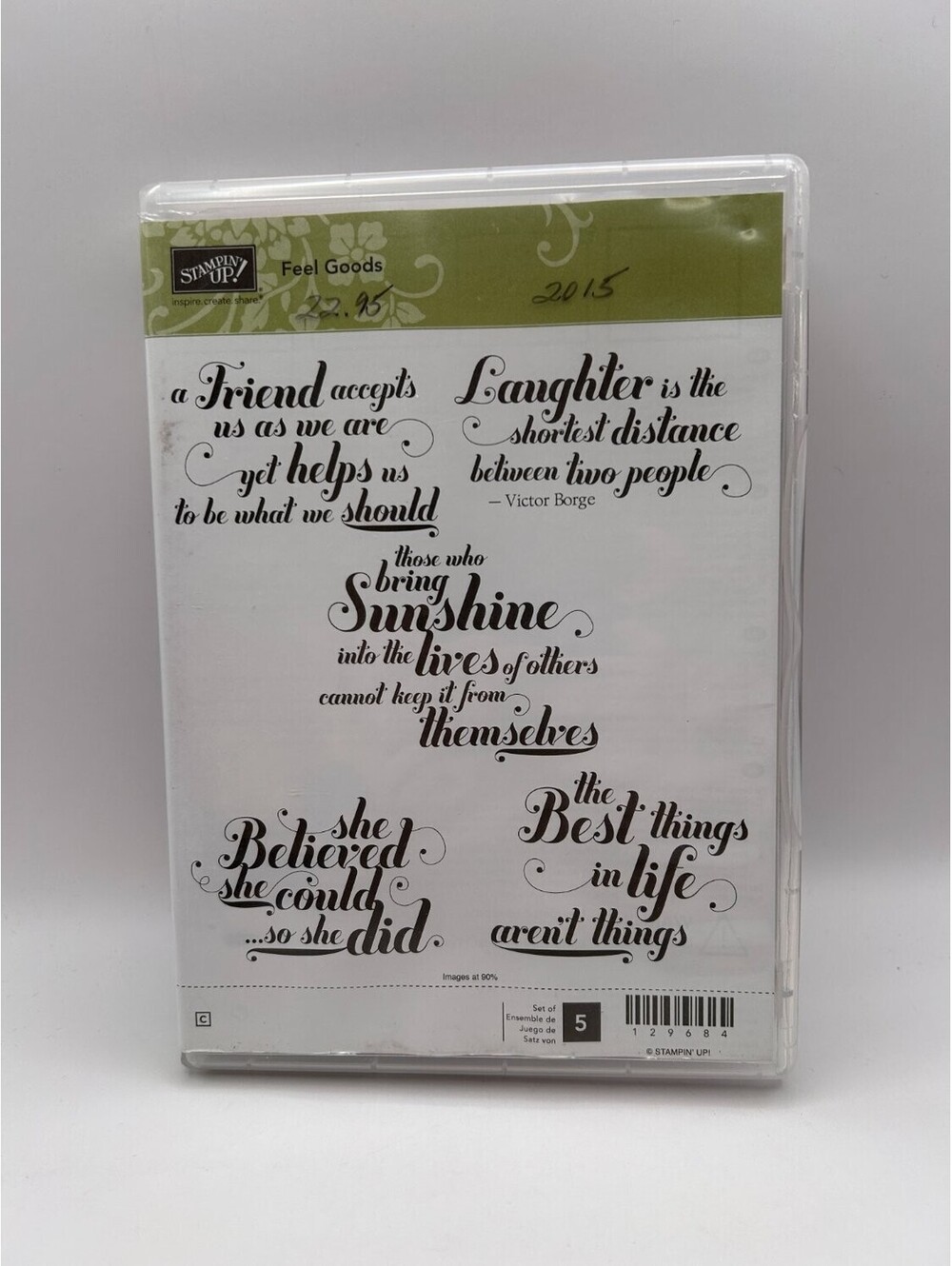 Stampin' Up! Feel Goods 129684 Cling Rubber Stamp Set 1/5 Incomplete Used